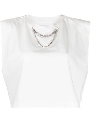 Forte Forte rhinestone-detailed sleeveless T-shirt - White