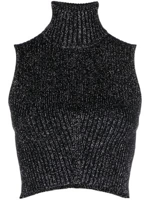 Forte Forte ribbed-knit lurex cropped top - Black