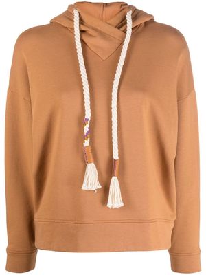 Forte Forte rope-drawstring cotton hoodie - Brown