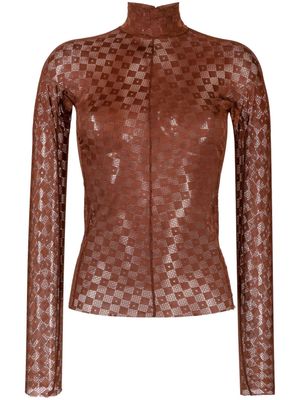 Forte Forte semi-sheer lace long-sleeved top - Brown