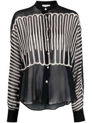Forte Forte semi-sheer striped shirt - Black