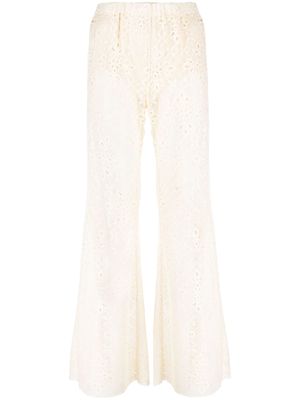Forte Forte sheer lace flared trousers - Neutrals