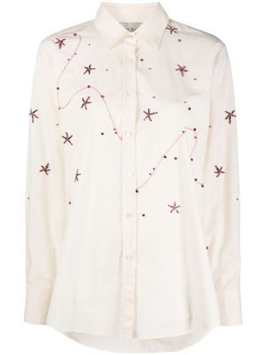 Forte Forte star-embroidered button-front shirt - Neutrals