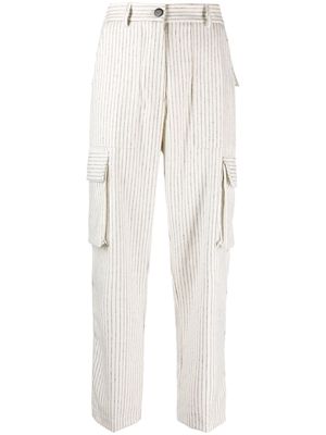 Forte Forte striped high-waist cargo trousers - White