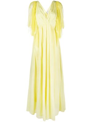 Forte Forte tulle-layered pleated maxi dress - Yellow