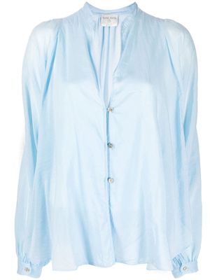 Forte Forte V-neck cotton-silk blouse - Blue