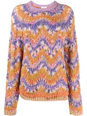 Forte Forte zigzag-pattern knitted jumper - Orange