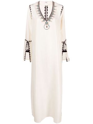 Fortela Avalie embellished silk kaftan - White