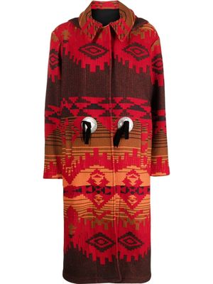 Fortela aztec-pattern single-breasted coat - Red