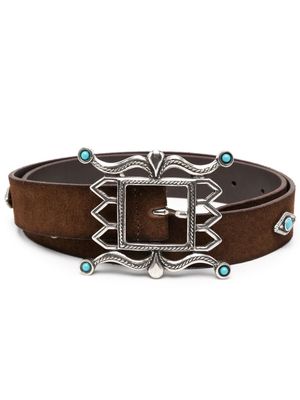 Fortela bead-embellished buckle belt - Brown