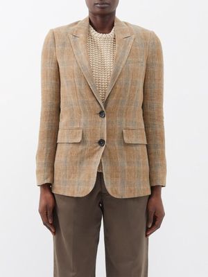 Fortela - Bella Checked Wool Jacket - Womens - Brown Multi