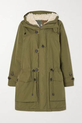 Fortela - Fergie Hooded Faux Shearling-lined Cotton-blend Canvas Parka - Green