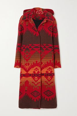 Fortela - Flick Hooded Metallic Wool-jacquard Coat - Red