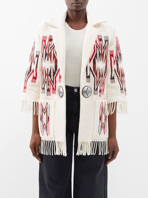 Fortela - Freya Tassel-trim Wool-blend Jacket - Womens - White Multi