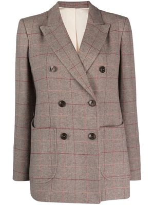 Fortela grid-pattern double-breasted blazer - Grey