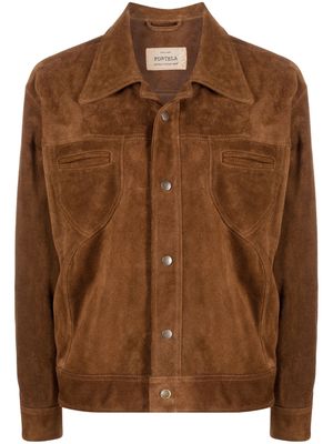 Fortela long-sleeve buttoned suede jacket - Brown