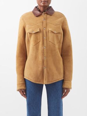 Fortela - Shearl Leather-trimmed Shearling Jacket - Womens - Camel