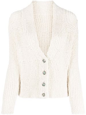 Fortela turquoise-button knitted cardigan - Neutrals