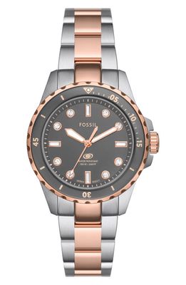 Fossil Blue Dive Bracelet Watch, 36mm in Silver/rose Gold 