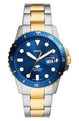 Fossil Blue Dive Bracelet Watch, 42mm in Two Tone 