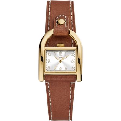 Fossil Harwell East West Leather Strap Watch, 28mm in Brown /Gold 