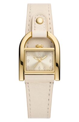 Fossil Harwell Leather Strap Watch, 28mm in Nude 