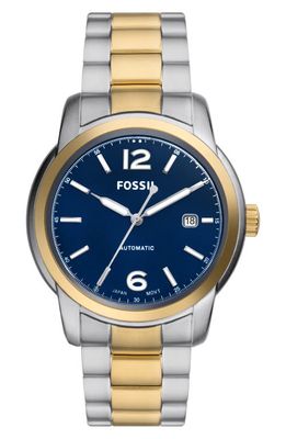 Fossil Heritage Automatic Bracelet Watch, 43mm in Two-Tone Silver/Gold 