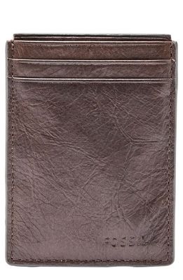 Fossil Neel Magnetic Leather Money Clip Card Case in Brown