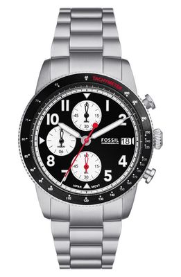 Fossil Sport Tourer Bracelet Chronograph Watch, 42mm in Silver/black 