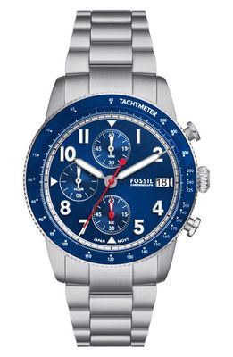 Fossil Sport Tourer Bracelet Chronograph Watch, 42mm in Silver/blue 