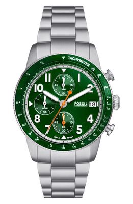 Fossil Sport Tourer Bracelet Chronograph Watch, 42mm in Silver/green 