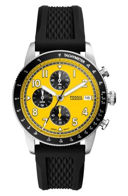 Fossil Sport Tourer Silicone Strap Chronograph Watch, 42mm in Black 