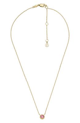 Fossil x Barbie® Pink Crystal Pendant Necklace in Gold