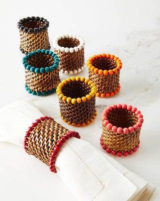 Four Bead-Rimmed Napkin Rings