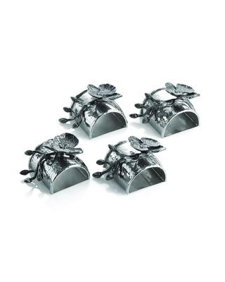 Four Black Orchid Napkin Rings
