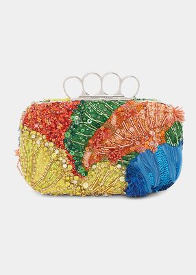 Four Ring Patchwork Sequins Box Clutch Bag