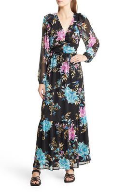 Fourteenth Place Floral Print Long Sleeve Maxi Dress in Plum Teal Bloom