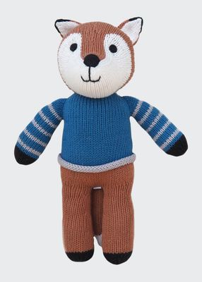 Fox in Blue Sweater Stuffed Animal Plush Toy - Handmade, Fair Trade
