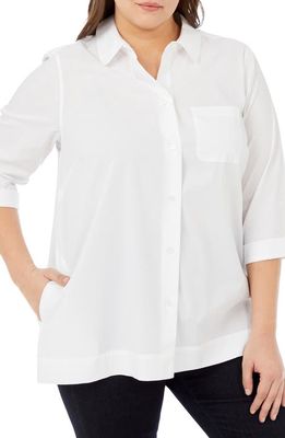 Foxcroft Anna Three-Quarter Sleeve Cotton Blend Shirt in White