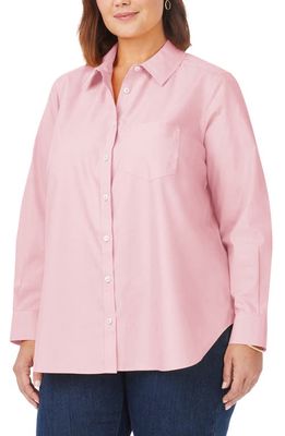 Foxcroft Boyfriend Cotton Blouse in Chambray Pink 