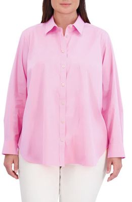 Foxcroft Boyfriend Stretch Button-Up Shirt in Bubblegum