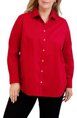 Foxcroft Boyfriend Stretch Button-Up Shirt in Simply Red