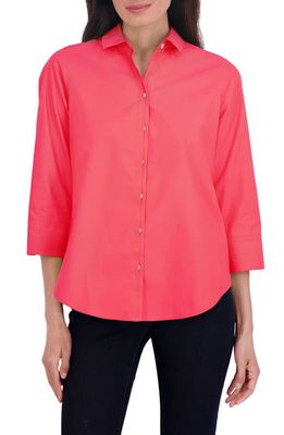 Foxcroft Charlie Cotton Button-Up Shirt in Simply Red 