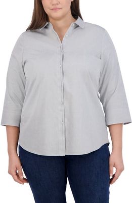 Foxcroft Charlie Cotton Oxford Shirt in Silver