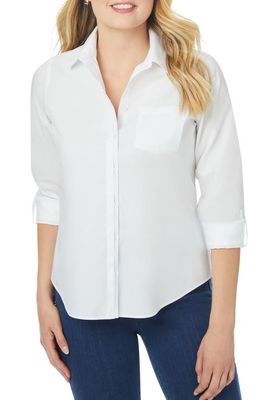 Foxcroft Charlie Roll Tab Non-Iron Cotton Button-Up Shirt in White