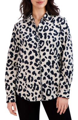 Foxcroft Cheetah Print Shirt in Black/Ivory