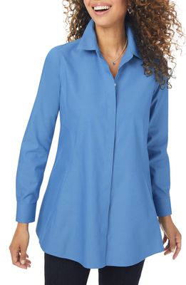Foxcroft Cici Non-Iron Tunic Blouse in Blue Bliss