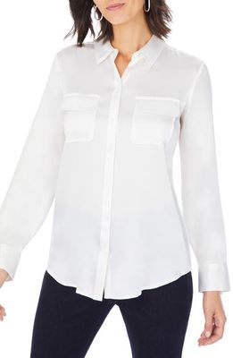 Foxcroft Davis Silk Satin Tunic Shirt in White