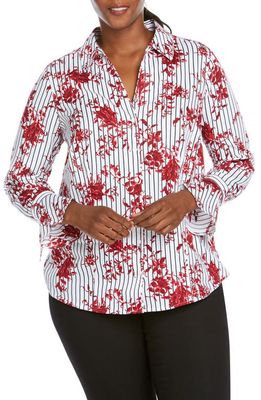 Foxcroft Ellery Floral Stripe Shirt in Multi