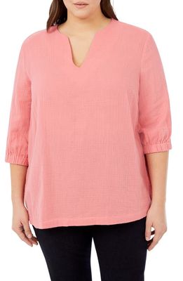 Foxcroft Evie Cotton Gauze Blouse in Coral Sunset